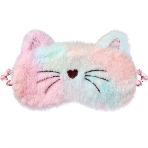 NWT Cute Kitten Sleep Eye Mask for Sleeping Soft Plush Eyeshade for Women Girls - Picture 1 of 5